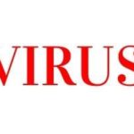 Bold, red "VIRUS" text illustrating water-borne virus concerns related to Zing Plumbing services.